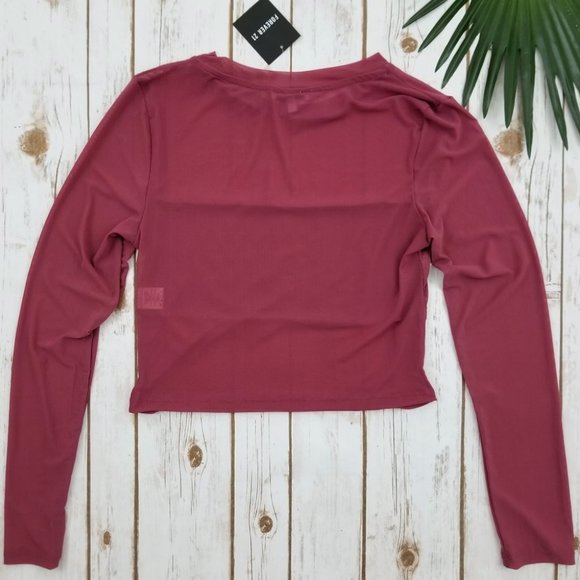 Forever 21 Iris Awesome Mesh Crop Top Mauve - Picture 9 of 12